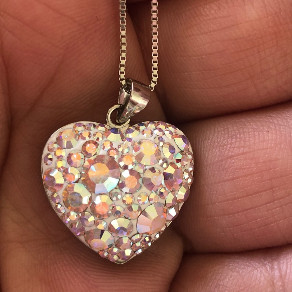 Designer Glitter Stone Heart Necklace